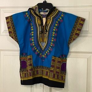 Vibrant Dashiki Kids Top with Hood NWT